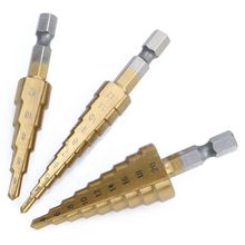 3 Pcs HSS Step Drill Bit Set Power Tools Cone Titanium Coated Metal Hole Cutter 1/4 inch Hex Shank Drive Quick Change 2024 - buy cheap