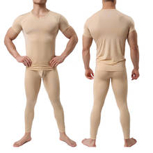 Men's Undershirt Pant Set Ultra-thin Cool Spandex Thermal Sleep Underwear Shirt & Pant Set 2024 - buy cheap