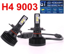 1 Set H4 9003 XHP50 LENS Chips GT Car LED Headlight 90W 9000LM High Brightness EMC Turbo Fan Hi/Low Beam Front Bulbs Lamp 6000K 2024 - buy cheap