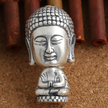 Artesanal, feita a mão, prata 990, vairocana, buda mala, conta básica de prata pura, bracelete tibetano para oração budista 2024 - compre barato