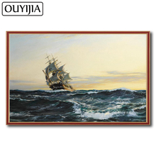 Ouyijia mar veleiro 5d diy pintura diamante navegação quadrado completo bordado strass mosaico ponto cruz decoração a óleo 2024 - compre barato