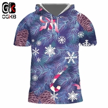 OGKB Men's New 3D Printed Santa Claus And Snowflake Hooded Tshirt 6XL Personality Large Size Christmas T Shirt 2024 - buy cheap