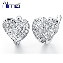 Almei популярные женские милые серьги-гвоздики с кристаллами серебристого цвета с сердечками и стразами Brinco Star Charms Jewelry Sale R135 2024 - купить недорого