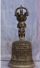 YM  316   15" Tibet Tibetan Buddhist Ritual Silver 8 Auspicious Symbol Dorje Vajra Bell 2024 - buy cheap