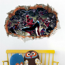 Pegatinas de pared de spiderman con agujeros en 3d para niños, decoración del hogar, calcomanías de película de dibujos animados, mural de pvc, regalos para niños 2024 - compra barato