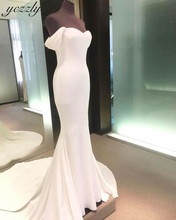 Simple Off-shoulder Sweetheart Mermaid Wedding Dresses 2019 Long Ivory Soft Satin Beach Weddong Gowns Vestido De Casamento W11 2024 - buy cheap