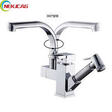 Polished Chrome Deck Mounted Kitchen Faucet Dual Spouts Sink Mixer Tap Rotation Kitchen Hot Cold Water Taps 2024 - buy cheap