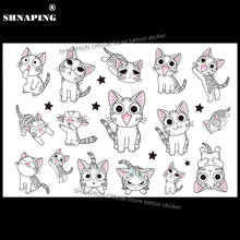 SHNAPIGN, белая котенка, кошка, детская Временная тату-наклейка для боди-арта, 10*17 см, водостойкая хна, искусственная Татуировка-наклейка 2024 - купить недорого