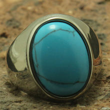 Cool Big Blue Stone Ring 316L Stainless Steel Black Rock Party Best Gift Free Shipping 2024 - buy cheap