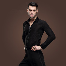 New Man Ballroom Dance Tops Long Sleeve Mens Latin Shirts Lapel/Collar Practice/Performance Dancewear Top Obscure decoration 2024 - buy cheap