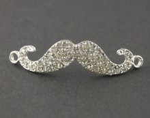 Free Shipping 10 pcs 52x15mm Silver Tone Crystal Rhinestone Mustache Charm Connectors Jewelry Beads 2024 - buy cheap