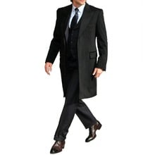 Black long coat custom fashion men's suit jacket gentleman wedding dress groom men's suit tuxedo 3 pieces 2024 - buy cheap