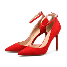 Zapatos de tacón alto de aguja para mujer, calzado Sexy de talla grande 33-46, 10cm, 8cm, 6cm, con punta puntiaguda, ahuecados, 2021 2024 - compra barato