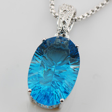 Huge Concave Cut Blue Crystal Zircon 925 Sterling Silver Pendant TE553 2024 - buy cheap