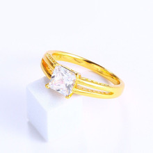 Mxgxfam anéis quadrados de zircônia simples, para mulheres, mãe amigos, cor de ouro puro 24 k, joia pessoal 2024 - compre barato