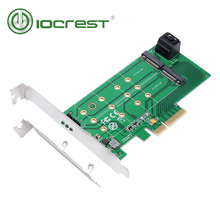 IOCREST PCIe x 4 to NGFF(PCIe) NVMe SSD and SATA to 2 x NGFF(SATA) Adapter Card 2024 - buy cheap