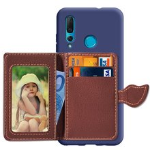 Flip Credit Pocket For HUAWEI NOVA 4 case leaf ID Card Holder Slim stand Case for huawei nova 4e back cover nova4 2024 - buy cheap