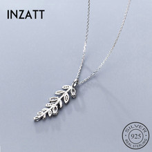 INZATT Real 925 Sterling Silver Zircon Leaves Pendant Necklace For Fashion Women Party Cute Fine Jewelry 2019 Gift 2024 - buy cheap