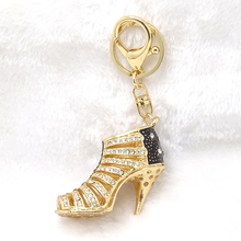 XDPQQ black and white paint high heel keychain alloy three-dimensional crystal inlaid fashion car keychain lady bag keychain 2024 - buy cheap