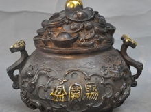 Free shipping chinese bronze gilt Eight treasures Treasure bowl wealth incense burner Censer 2024 - buy cheap