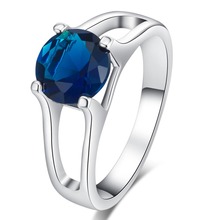 Anillo de boda de circonia cúbica para siempre, Color plateado, clásico, diseño Simple, 4 puntas, brillante, azul, AAA, venta al por mayor 2024 - compra barato