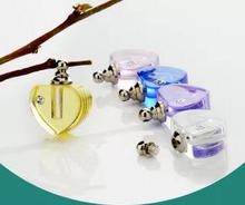 screw cap mini heart Crystal vial pendant Perfume Essential oil aroma zircon bottle necklace name on rice art jewelry bottle jar 2024 - buy cheap