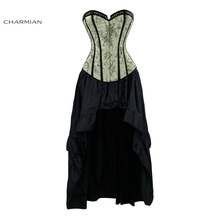 Charmian-corsé Steampunk para mujer, vestido Sexy, vestimenta Retro, Corsés, corpiño victoriano gótico, falda negra, entrenador de cintura 2024 - compra barato