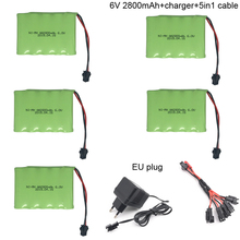 6V 2800mAh NI-MH Battery with charger 5in1 cable set for RC Toy Electric toy AA battery 6 v battery group toy parts wholesale 2024 - buy cheap