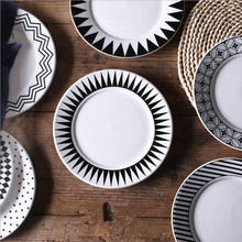 Plato de cerámica de diseño geométrico europeo creativo, 8 pulgadas, platos de porcelana de ternera, plato de postre, bandeja para frutas pastel, vajilla de comida, 1 ud. 2024 - compra barato