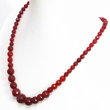 Classical red jades  faceted round 6-14mm tower chalcedony stone women chain necklace gift weddings party jewelry 18inch B1493 2024 - buy cheap