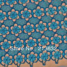 Encaje de algodón 3D de red azul de ensueño, tejido elástico de alta calidad para vestido de boda, ccessories de encaje de LICRA 2024 - compra barato