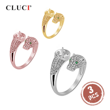 CLUCI 3pcs Authentic 925 Silver Leopard Ring for Women Party Adjustable Sterling Silver Pearl Ring Women Leopard Ring SR2010SB 2024 - buy cheap