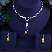 Janelie colar de zircônio cúbico naija, conjunto de joias da moda com brinco para festa de casamento feminino 2024 - compre barato
