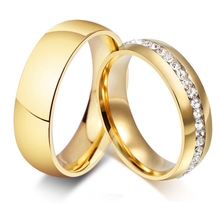 Lote de 50 Uds. De anillos de boda dorados de diamante de imitación de zirconia, cristal de acero inoxidable, CZ, joyería al por mayor 2024 - compra barato