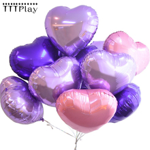 50 unids/lote 18 pulgadas Multicolor en forma de corazón de papel de aluminio de globos de helio inflable bolas boda decoración suministros de globos de fiesta 2024 - compra barato