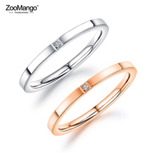 ZooMango-anillo de acero inoxidable para mujer y niña, sortija de 2mm de circonia cúbica blanca con piedras de cristal, joyería para mujer y niña, sortija de oro rosa para oficina, ZR19163 2024 - compra barato