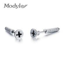 Modyle Black/Silver Color Selection Fashion Novelty Item Unisex Fine Stainless Steel Whole Screw Stud Earrings For Men Women 2024 - buy cheap