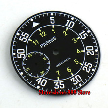 Черный циферблат 38,9 мм, подходит для часового механизма 6497 ST3620, чехол для часов со светящимися знаками D10 2024 - купить недорого