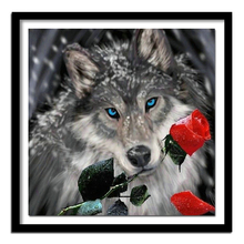 Completo redondo diamante animal quadrado bordado em ponto cruz lobo diy cachorro de pintura de diamante 3d 2024 - compre barato