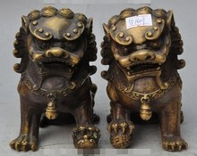 Ym 316 chinês envelhecido fengshui bronze puro foo cachorro besta leão bola espíritmo mau estátua par 2024 - compre barato