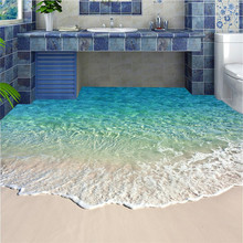 beibehang Customized Floor Modern Painting HD Blue Sea View Bathroom Waterproof Kitchen Balcony PVC Wall Sticker Decoration 2024 - buy cheap