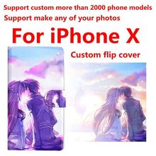 DIY Phone bag Personalized custom photo Picture PU leather case flip cover for iPhone X 2024 - buy cheap