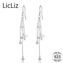 LicLiz 925 Sterling Silver Tassel Dangle Earrings Women Long Chain Earring Drops CZ Zircon Butterfly Ear Hook Earrings LE0363 2024 - buy cheap