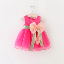 Frete grátis! meninas Vestido de Verão Vestidos de Casamento Lace Bow Menina Princesa criança de flor vestido 1-4 anos 2024 - compre barato