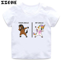 Camiseta con estampado de dibujos animados para niños y niñas, Camiseta con estampado de tu tío, caballo, mi tío, unicornio, ropa de verano para niños, camiseta divertida para bebés, HKP5270 2024 - compra barato