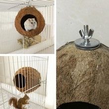 Wood Cage Toy Grinded Coconut Shell Bird House Pet Bird Toy Macaw Cockatiel Parrot Hamster Climb Bell Swing Bite Toy Pet Product 2024 - buy cheap