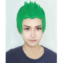 OW Game Overwatch Genji Short Straight Green Synthetic Cosplay Wig For Halloween Costume + Wig Cap 2024 - buy cheap