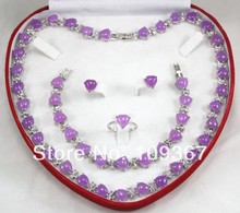 Модные наборы серебряных ювелирных изделий jInlay для девочек, ожерелье в форме сердца, браслет, серьги, кольцо, Бесплатная доставка 2024 - купить недорого