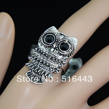 New Arrival 10pcs Wholesale Vintage Jewelry CZ Rhinestones Retro Antique Silver P Owl Rings for Women Mens Free Shipping  A-855 2024 - buy cheap