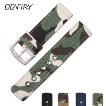 Beafiry pulseira de relógio camuflada 18mm 20mm 22mm 24mm, tecido respirável nylon, pulseira esportiva 2024 - compre barato